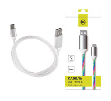 Кабель с LED-подсветкой USB 2.0-Type-C, 1 м, RED LINE, белый, УТ000022103