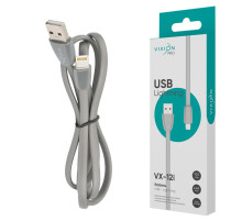Кабель силиконовый USB – Lightning 8 pin, 1 м, VIXION PRO VX-12i, для зарядки и передачи данных, серый, 02991, БП-00000968