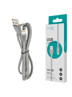 Кабель силиконовый USB – Lightning 8 pin, 1 м, VIXION PRO VX-12i, для зарядки и передачи данных, серый, 02991, БП-00000968