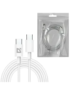 Кабель USB Type-C-Type-C, 30 Вт, белый, 2 м, DEFENDER F182, 87537