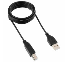 Кабель USB 2.0 AM-BM, 1,8 м, ГАРНИЗОН, медь, черный, пакет, GCC-USB2-AMBM-1.8M, 14371