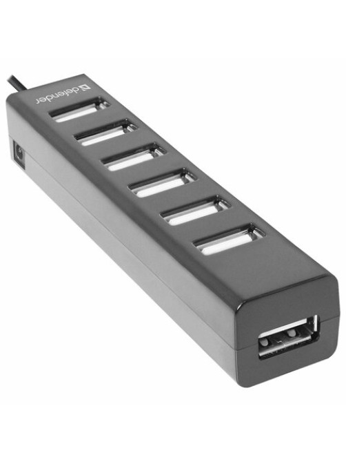 Хаб USB 2.0, 7 портов, черный, DEFENDER QUADRO SWIFT, 83203