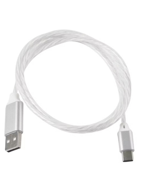 Кабель с LED-подсветкой USB 2.0-Type-C, 1 м, RED LINE, белый, УТ000022103