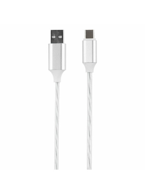 Кабель с LED-подсветкой USB 2.0-Type-C, 1 м, RED LINE, белый, УТ000022103