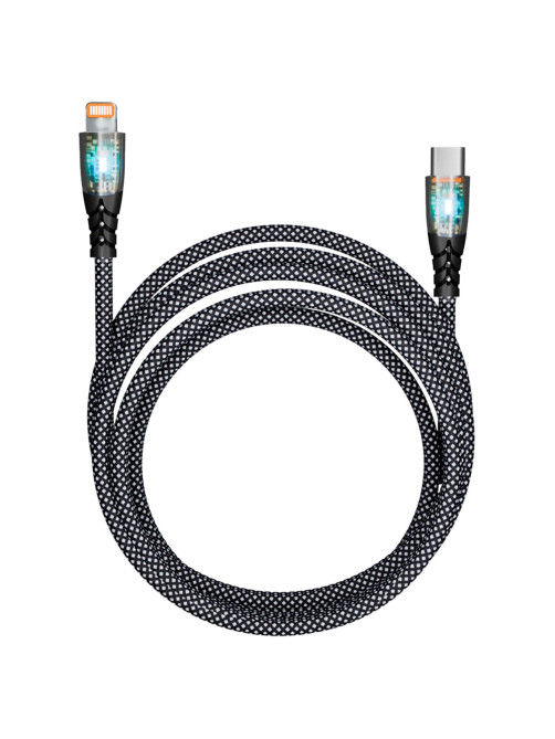 Кабель Type-C - Lightning, 1 м, 3 А, SMARTBUY, для быстрой зарядки и передачи данных, черный, PDTRANSP-BLACK