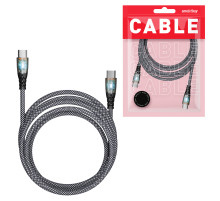 Кабель Type-C - Type-C, 1 м, 3 А, SMARTBUY, для быстрой зарядки и передачи данных, черный, FCTRANSP-BLACK