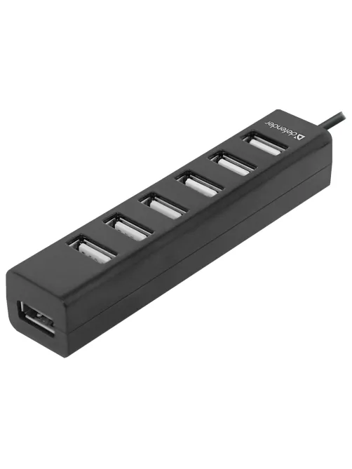 Хаб USB 2.0, 7 портов, черный, DEFENDER QUADRO SWIFT, 83203