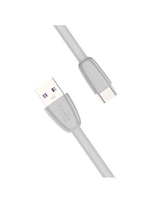 Кабель силиконовый USB – Type-C, 1 м, VIXION PRO VX-12c, для зарядки и передачи данных, серый, 03042, БП-00000963