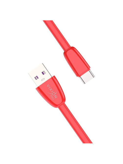 Кабель силиконовый USB – Type-C, 1 м, VIXION PRO VX-12c, для зарядки и передачи данных, красный, 03028, БП-00000962