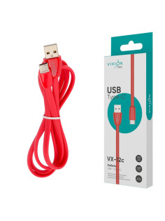 Кабель силиконовый USB – Type-C, 1 м, VIXION PRO VX-12c, для зарядки и передачи данных, красный, 03028, БП-00000962