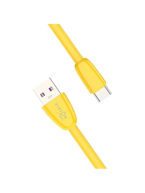 Кабель силиконовый USB – Type-C, 1 м, VIXION PRO VX-12c, для зарядки и передачи данных, желтый, 03035, БП-00000961