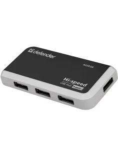 Хаб USB 2.0, 4 порта, порт для питания, черный, DEFENDER QUADRO INFIX, 83504