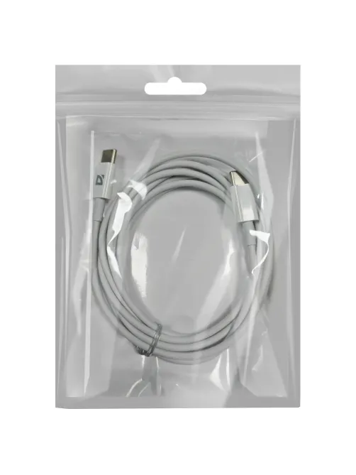 Кабель USB Type-C-Type-C, 60 Вт, белый, 2 м, DEFENDER F182, 87538