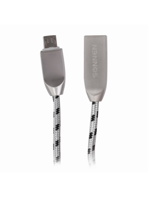 Кабель USB 2.0 – micro USB, 1 м, SONNEN Premium, медь, передача данных и быстрая зарядка, 513125