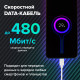 Кабель USB2.0 – Type-C, 1 м, SONNEN, медь, для передачи данных и зарядки, белый, 513558