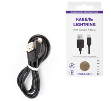 Кабель USB 2.0 – Lightning, 1 м, RED LINE, для подключения портативных устройств, черный, УТ000008646