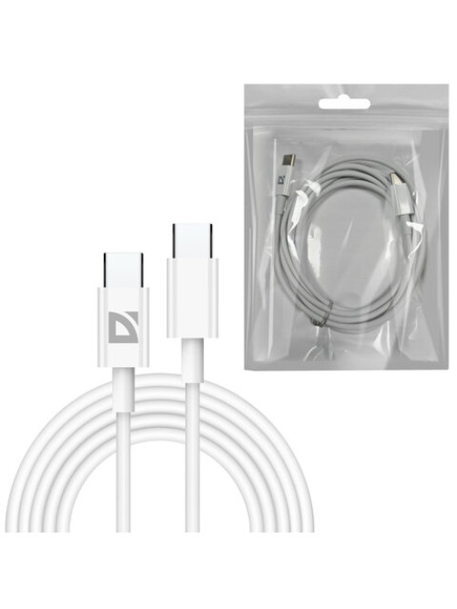 Кабель USB Type-C-Type-C, 30 Вт, белый, 2 м, DEFENDER F182, 87537
