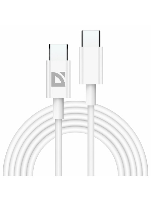 Кабель USB Type-C-Type-C, 60 Вт, белый, 2 м, DEFENDER F182, 87538
