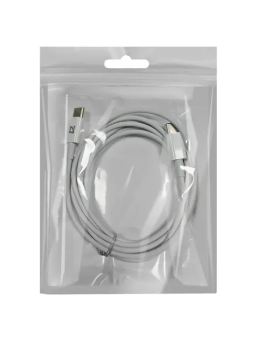 Кабель USB Type-C-Type-C, 60 Вт, белый, 2 м, DEFENDER F182, 87538