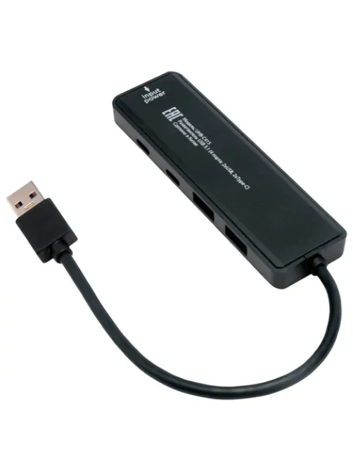 Хаб USB 3.1, 2хUSB, 2хType-C, с дополнительным питанием (Type-C), кабель USB 19 см, черный, GEMBIRD UHB-C415