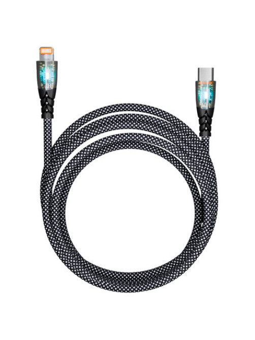 Кабель Type-C - Lightning, 1 м, 3 А, SMARTBUY, для быстрой зарядки и передачи данных, черный, PDTRANSP-BLACK