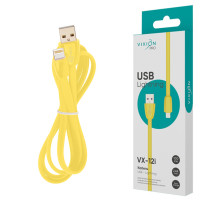 Кабель силиконовый USB – Lightning 8 pin, 1 м, VIXION PRO VX-12i, для зарядки и передачи данных, желтый, 02984, БП-00000966