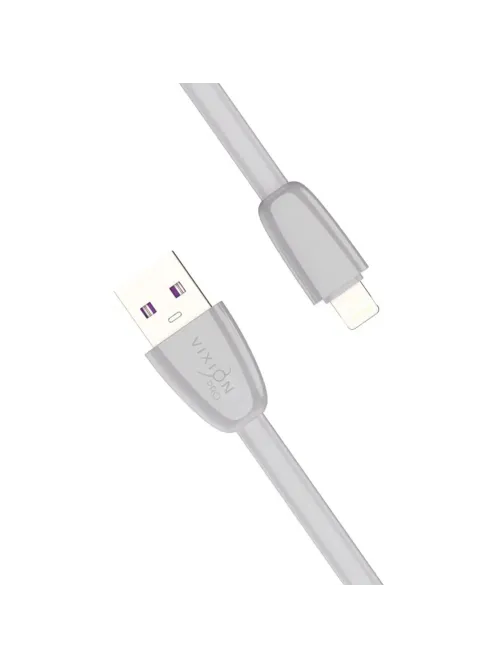 Кабель силиконовый USB – Lightning 8 pin, 1 м, VIXION PRO VX-12i, для зарядки и передачи данных, серый, 02991, БП-00000968