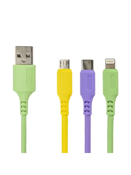 Кабель для зарядки 3 в 1 USB 2.0-Micro USB/Type-C/Lightning, 1 м, SONNEN, медь, 513562