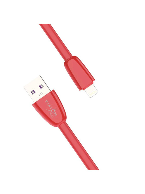 Кабель силиконовый USB – Lightning 8 pin, 1 м, VIXION PRO VX-12i, для зарядки и передачи данных, красный, 02977, БП-00000967