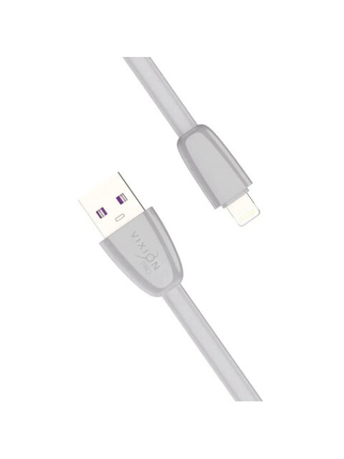 Кабель силиконовый USB – Lightning 8 pin, 1 м, VIXION PRO VX-12i, для зарядки и передачи данных, серый, 02991, БП-00000968