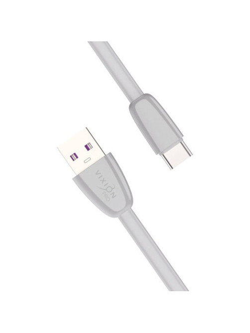 Кабель силиконовый USB – Type-C, 1 м, VIXION PRO VX-12c, для зарядки и передачи данных, серый, 03042, БП-00000963