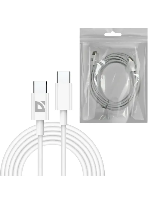 Кабель USB Type-C-Type-C, 60 Вт, белый, 2 м, DEFENDER F182, 87538