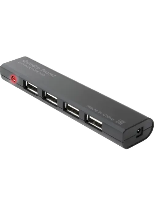 Хаб USB 2.0, 4 порта, черный, DEFENDER QUADRO PROMT, 83200