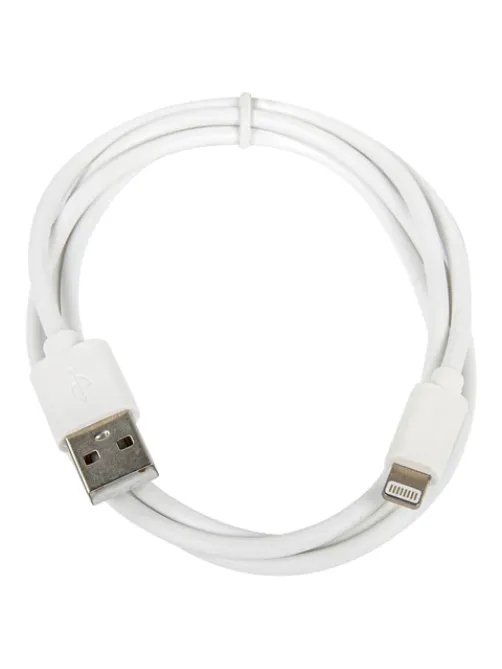 Кабель USB2.0 – Lightning, 1 м, SONNEN, медь, для передачи данных и зарядки, белый, 513559