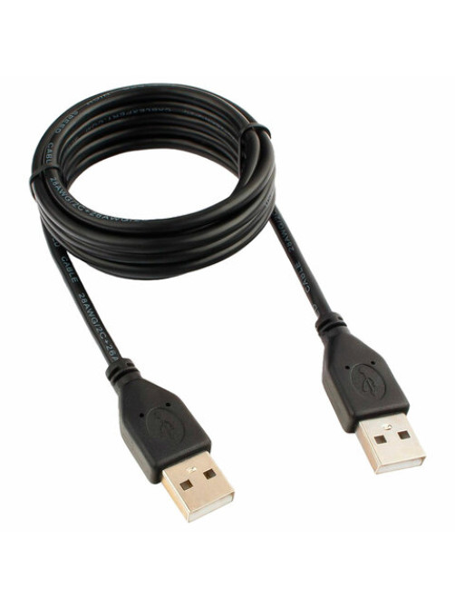 Кабель USB 2.0 AM-AM, 1,8 м, CABLEXPERT, двойной экран, медь, Pro, черный, пакет, CCP-USB2-AMAM-6