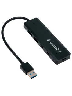 Хаб USB 3.1, 2хUSB, 2хType-C, с дополнительным питанием (Type-C), кабель USB 19 см, черный, GEMBIRD UHB-C415