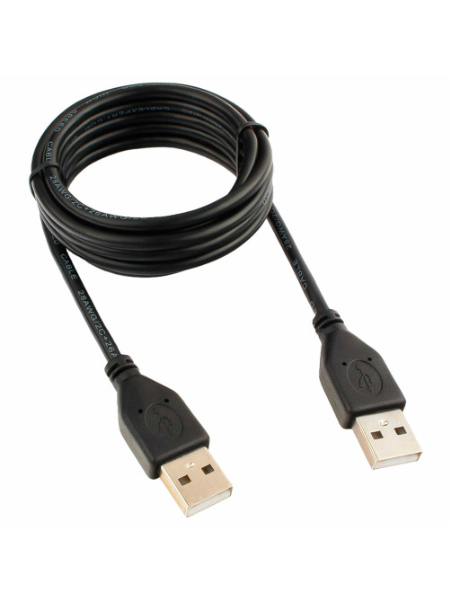 Кабель USB 2.0 AM-AM, 1,8 м, CABLEXPERT, двойной экран, медь, Pro, черный, пакет, CCP-USB2-AMAM-6