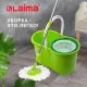 Швабра с отжимом и ведром 7л/5л, отжим центрифуга / рукоятка, 2 круглые насадки, крепление кольцо, зеленый, LAIMA 603624