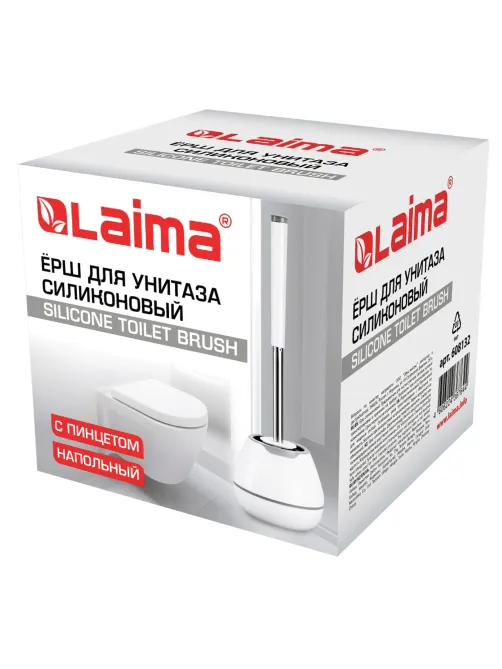 Ершик для унитаза силиконовый STANDART TYPE (овальный) напольный, с пинцетом, LAIMA, 608132