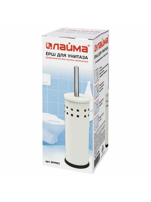 Ершик для унитаза с подставкой, металл, белый, глянцевый, LAIMA, 604962