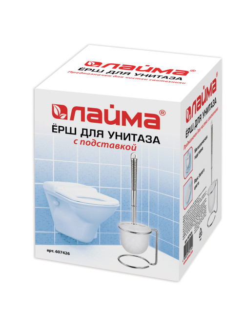 Ершик для унитаза с подставкой, маталл + пластик, хромированный, LAIMA, 607426