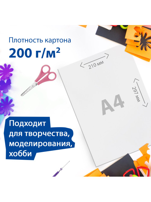 Картон белый А4 МЕЛОВАННЫЙ (белый оборот), 50 листов, в коробке, BRAUBERG, 210х297 мм, 113563