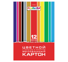 Картон цветной А4 МЕЛОВАННЫЙ ВОЛШЕБНЫЙ, 12 листов, 12 цветов, в папке, HATBER, 200х290 мм, 