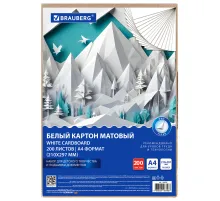 Картон белый А4 немелованный, 200 листов, в коробе, BRAUBERG, 210х297 мм, 116633