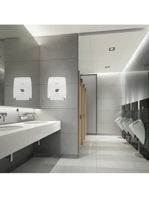 Диспенсер для полотенец в рулонах LAIMA PROFESSIONAL ECO (Система H1), механический, белый, ABS-пластик, 606550