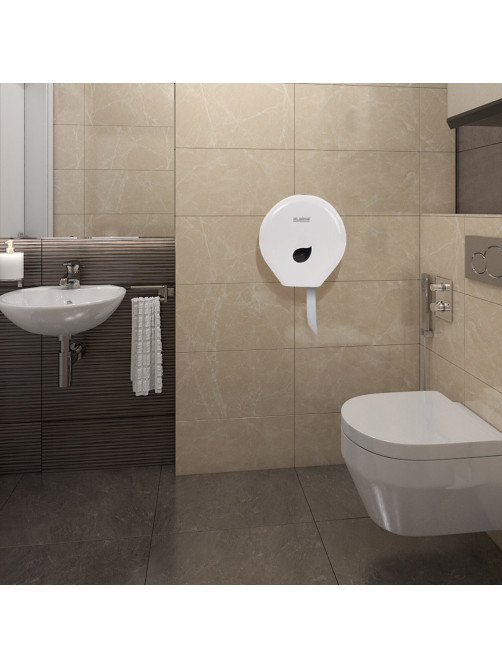 Диспенсер для туалетной бумаги LAIMA PROFESSIONAL ECO (Система T2), малый, белый, ABS-пластик, 606545