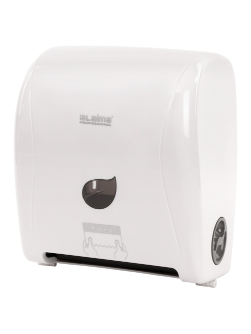 Диспенсер для полотенец в рулонах LAIMA PROFESSIONAL ECO (Система H1), механический, белый, ABS-пластик, 606550
