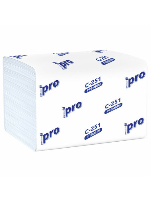 Салфетки 200 шт. PROtissue (Система N4) PREMIUM, 2-слойные, КОМПЛЕКТ 20 шт., 21х16 см, V-сложение, белые, C251, С251