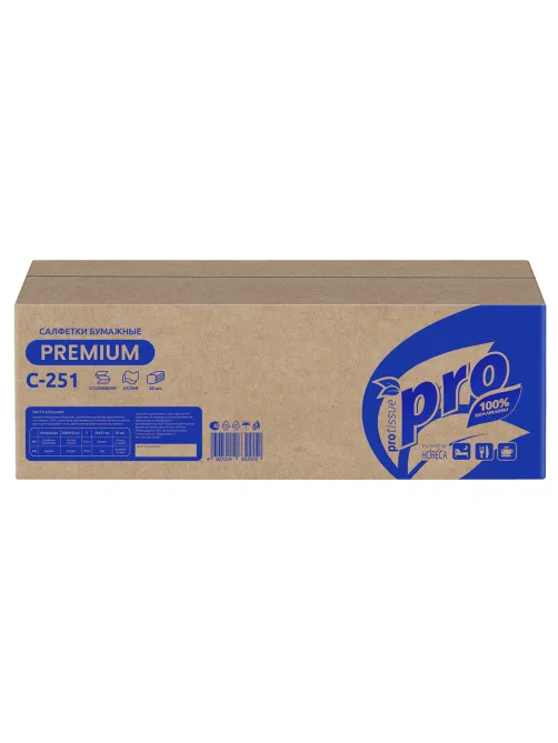 Салфетки 200 шт. PROtissue (Система N4) PREMIUM, 2-слойные, КОМПЛЕКТ 20 шт., 21х16 см, V-сложение, белые, C251, С251