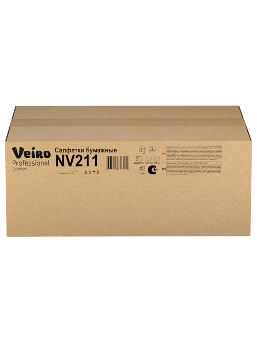 Салфетки VEIRO Professional (Система N4), Comfort, КОМПЛЕКТ 15 шт. х 220 шт., 2-слойные, белые, 21х16,2, V, NV211
